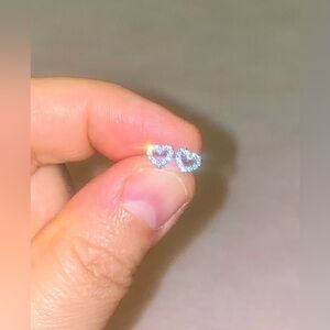 Silver 925  Heart Stud Earrings 🌸💕